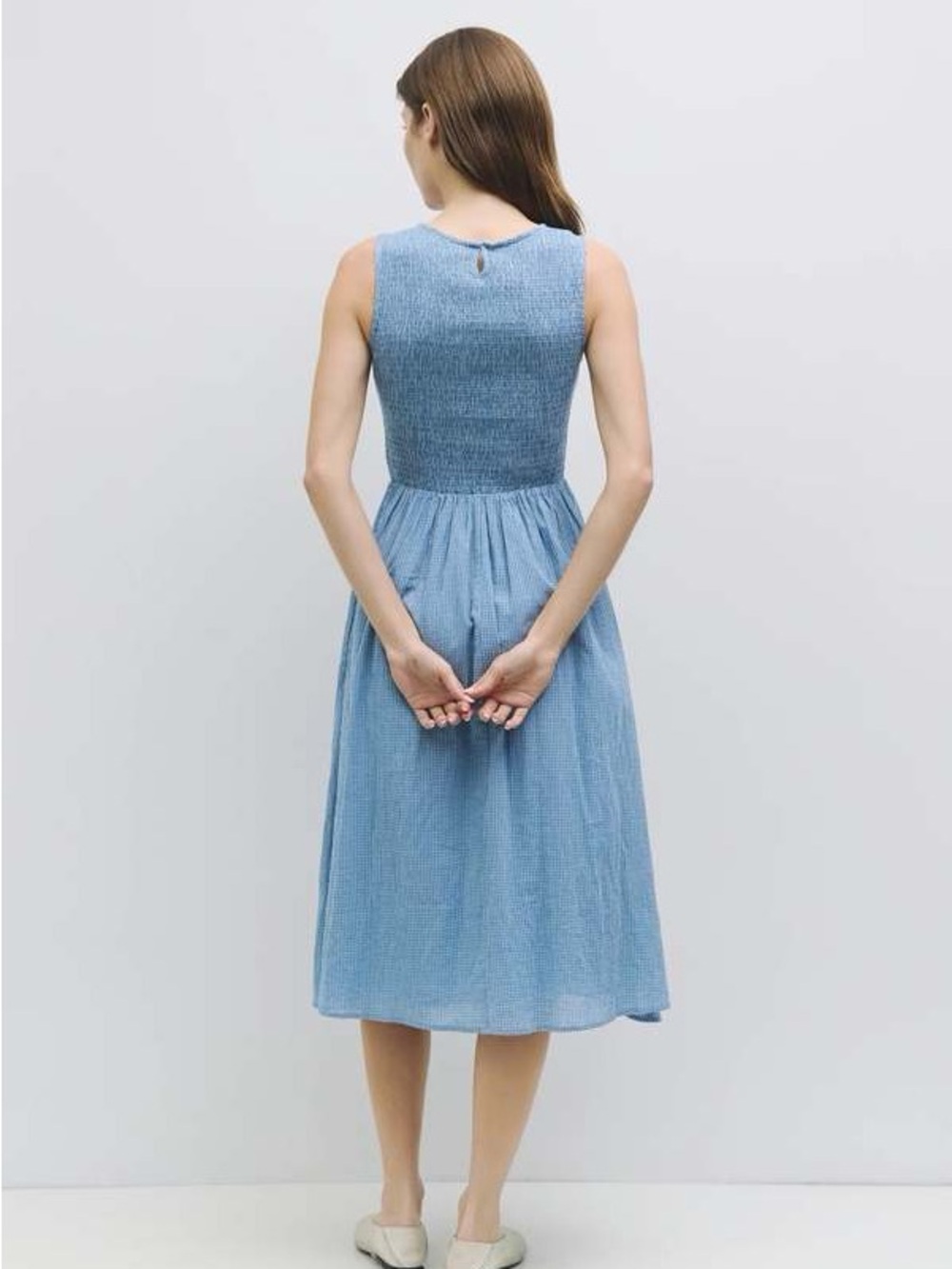 All Row Mandy Smocked Midi Dress - Picture 2 of 7